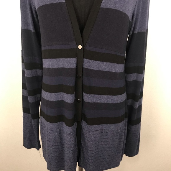 BAILEY 44 | Blue Striped Snap Button Cardigan M - Picture 2 of 6